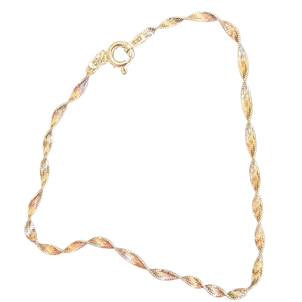 Italian Sterling Silver 925 Twisted Herringbone Chain Bracelet 1
