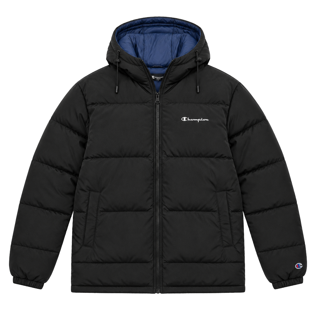 Champion Heavyweight Hooded Puffer Jacket Black Size Large 1