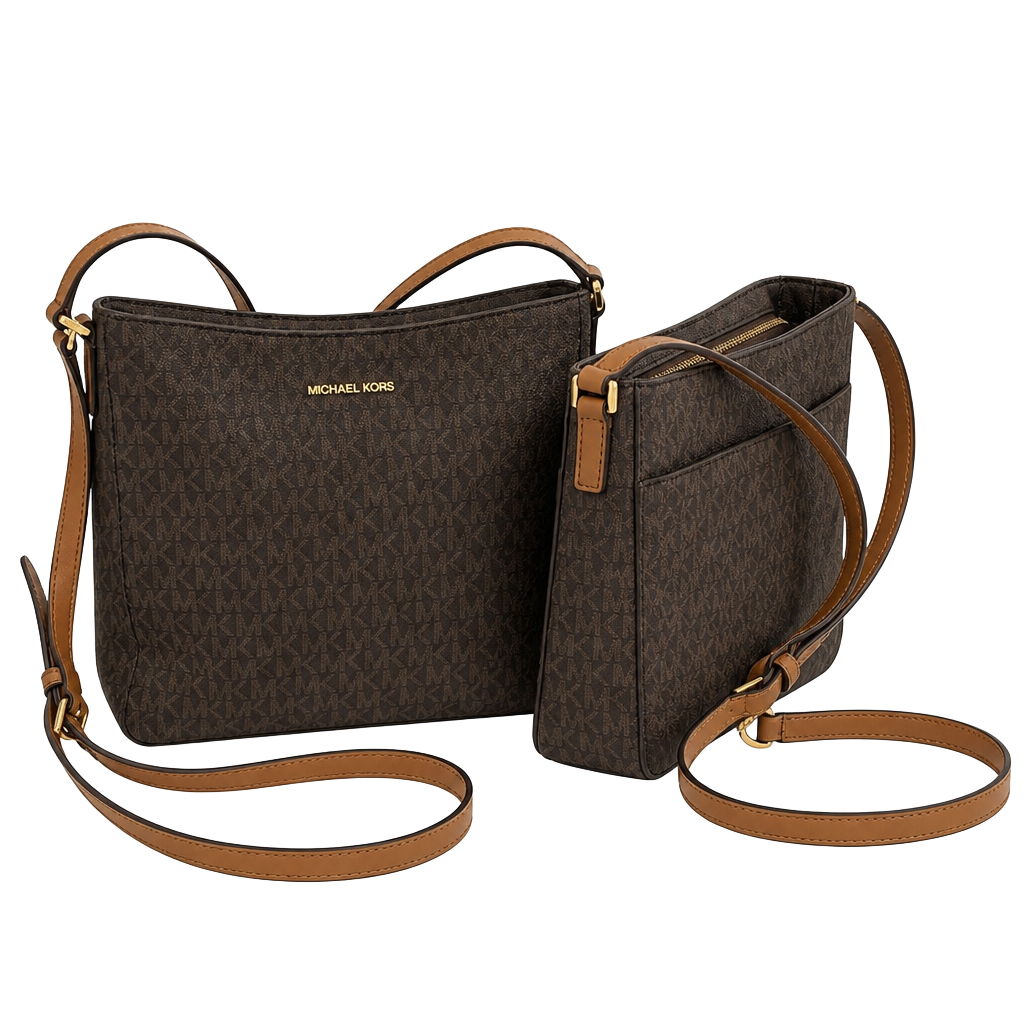 Michael Kors Jet Set Travel Large Messenger Bag Brown PVC 1