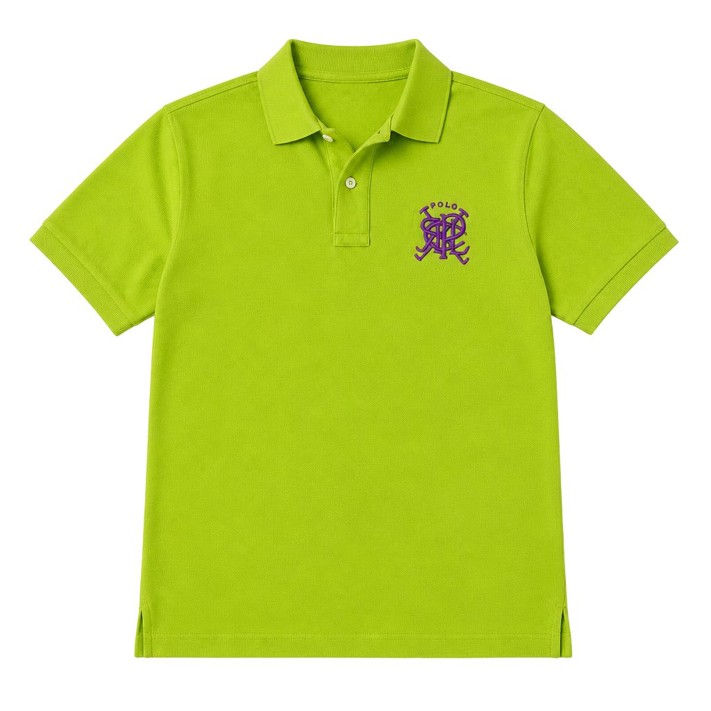 Polo by Ralph Lauren Bright Green Polo Shirt with Purple Logo, Size XL 1