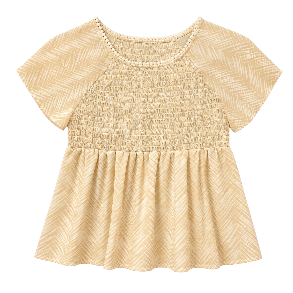 Skye's The Limit Women's Smocked Peplum Top with Pom-Pom Trim 1