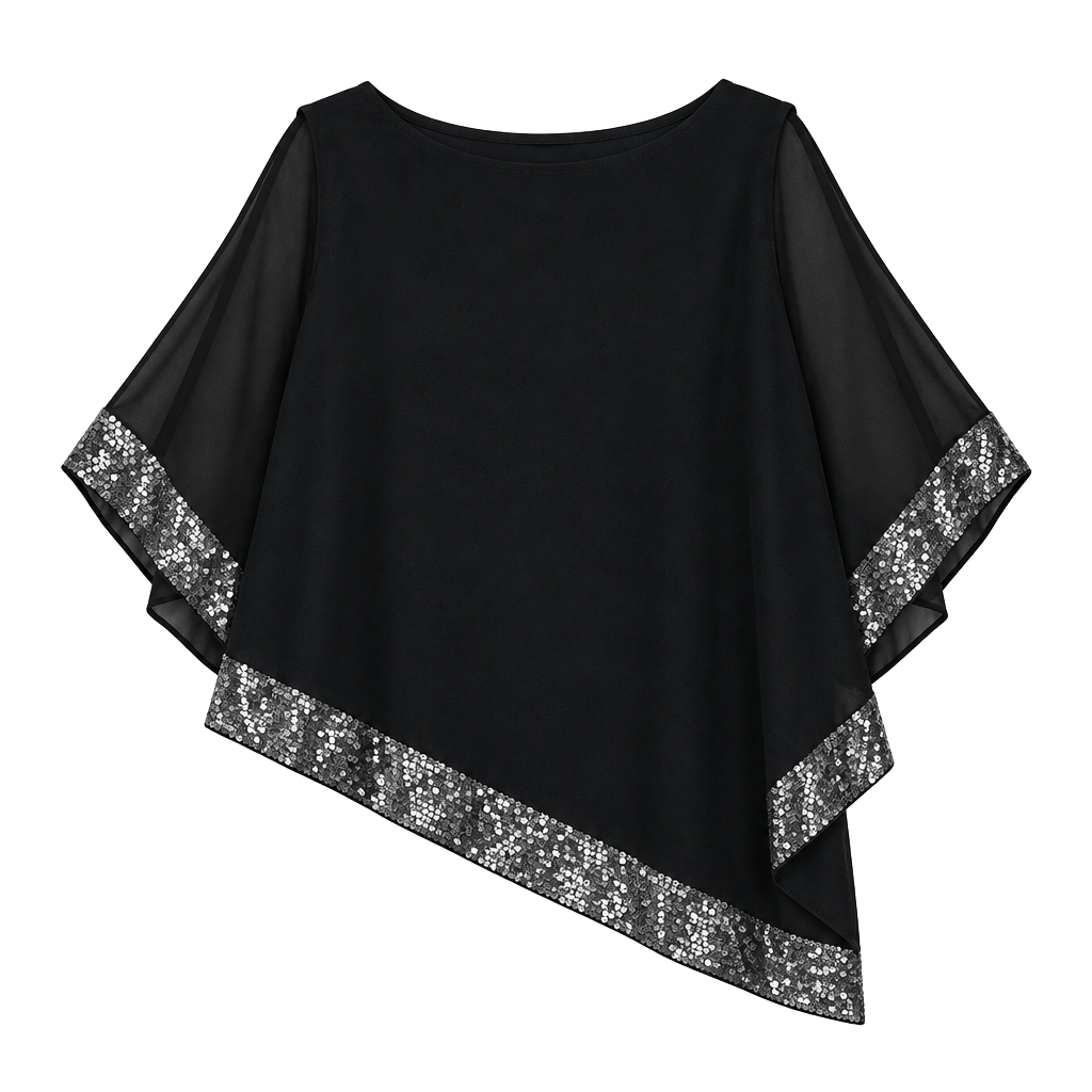 MSK Cold Shoulder Sequin Trim Blouse Size S Black 1