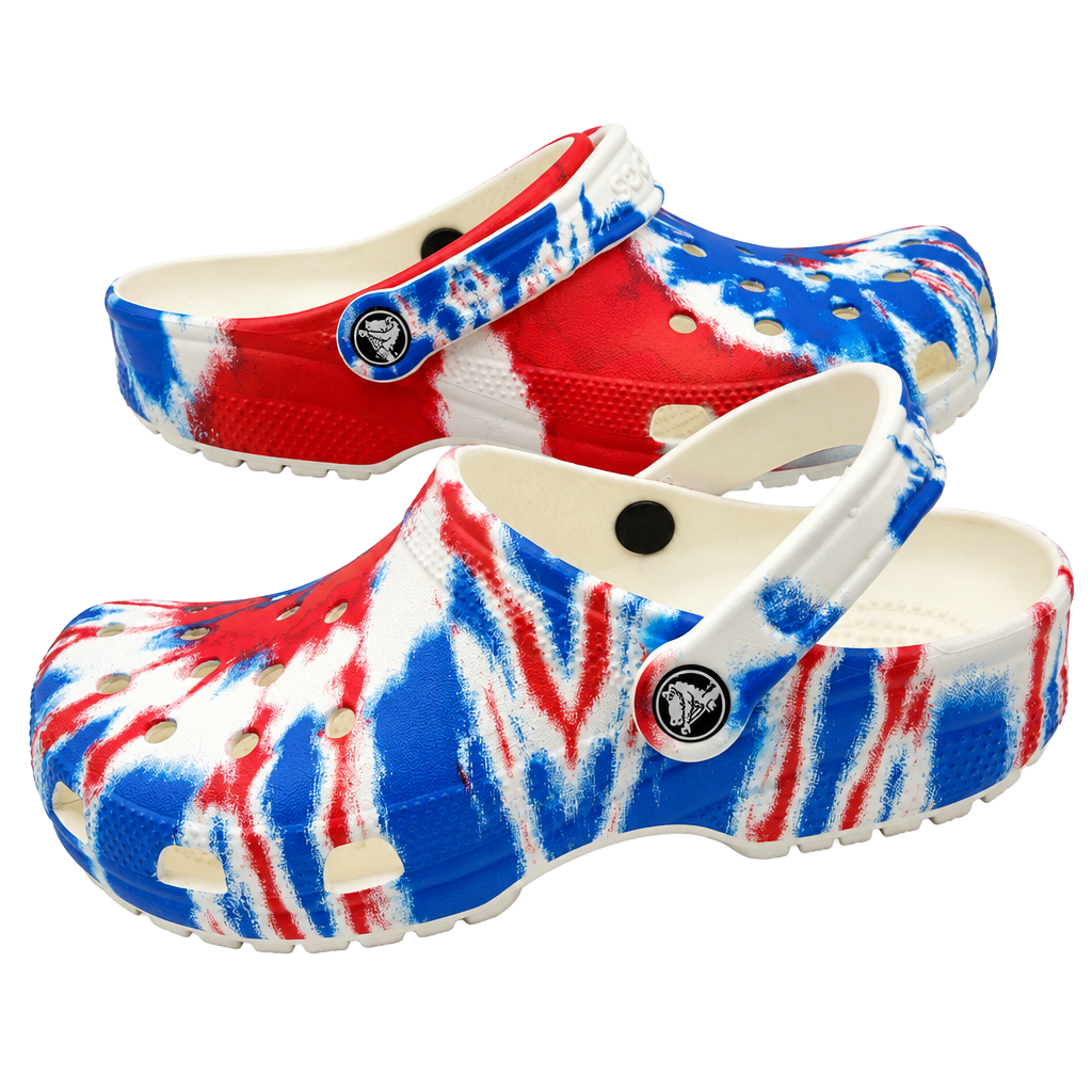 Crocs Classic Tie Dye Clogs Size M6 W8 Red White Blue 1