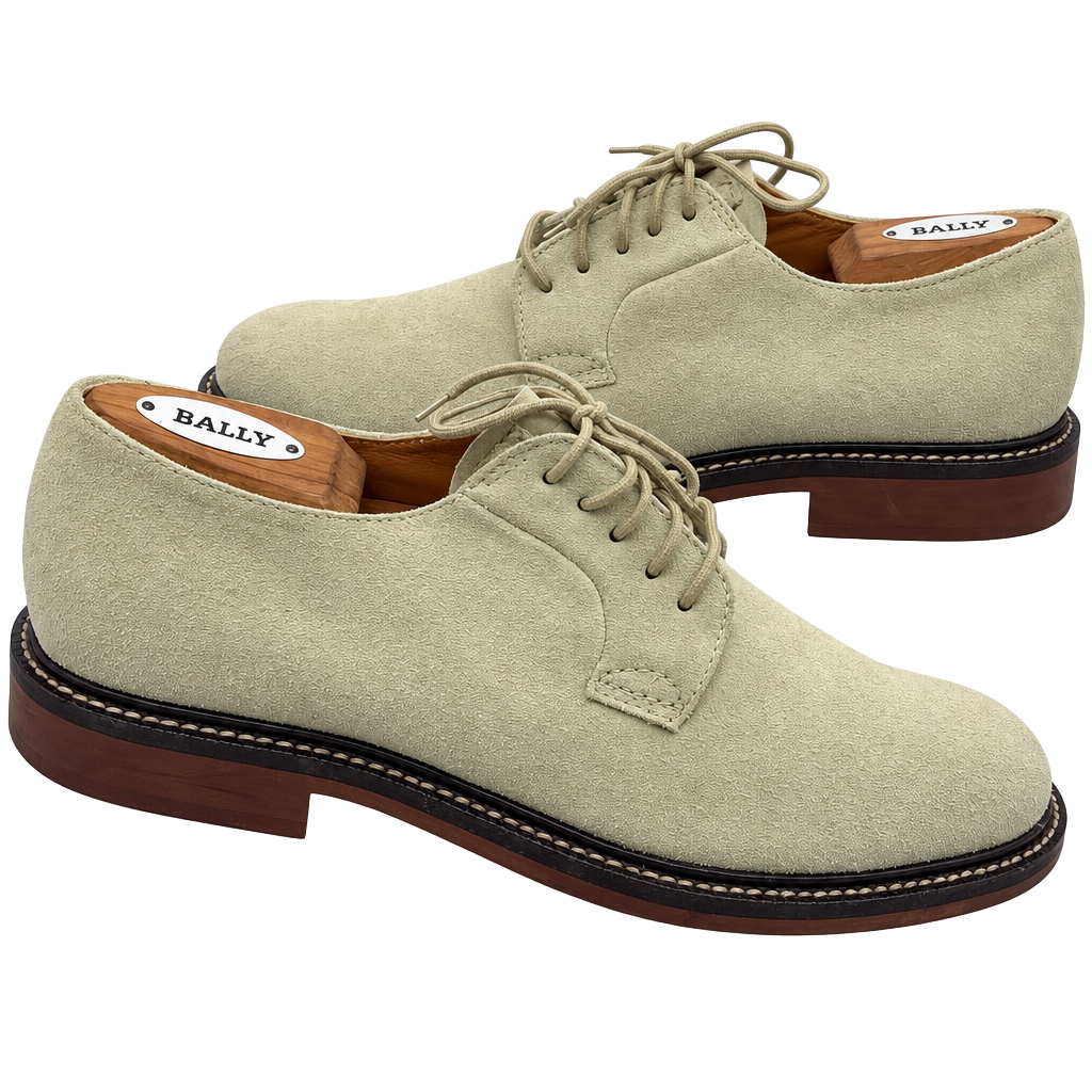 J. Crew Suede Derby Shoes Size 9 Beige Leather Made in Italy 1