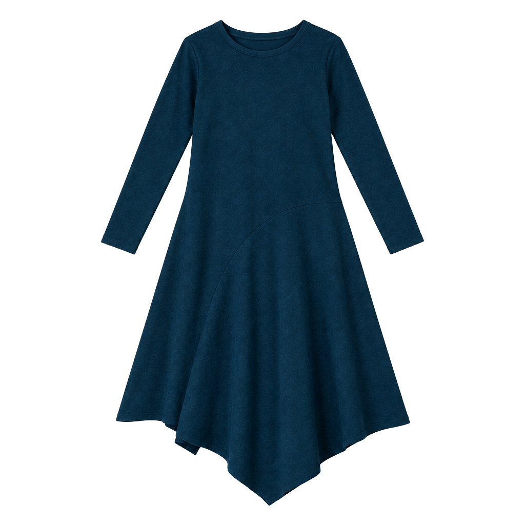 Zara Long Sleeve Asymmetrical Dress Size S Blue Polyester 1