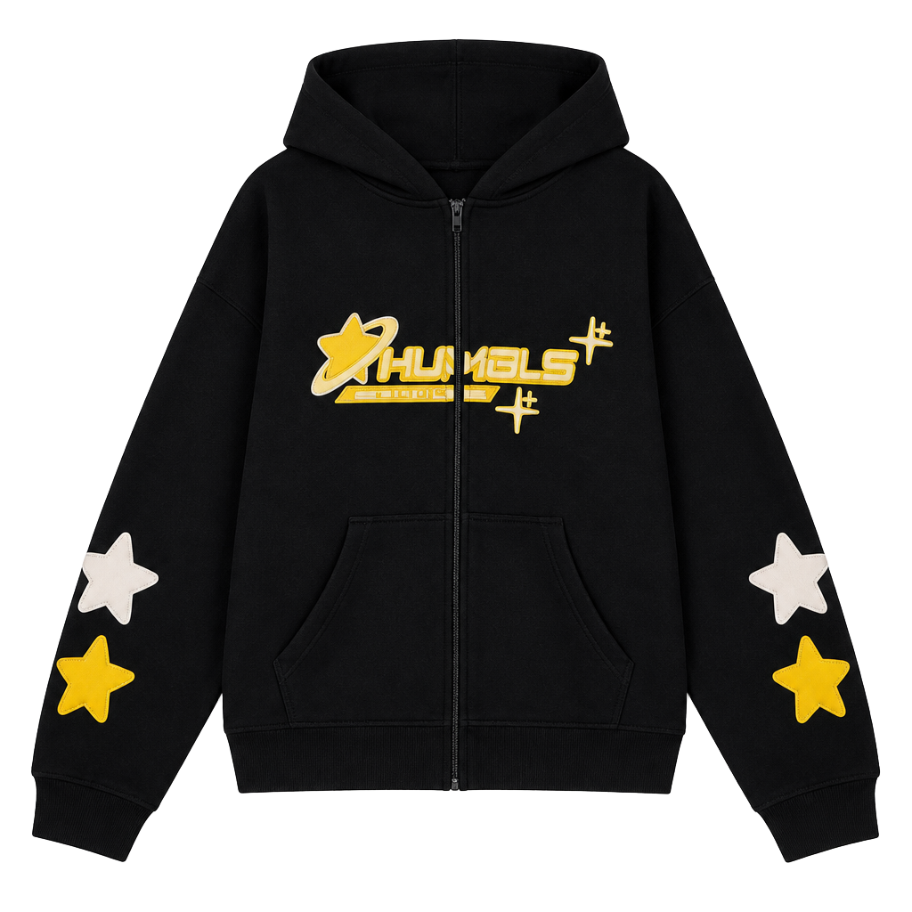 Humble Beginnings Star Zip-Up Hoodie Size XL Black 1