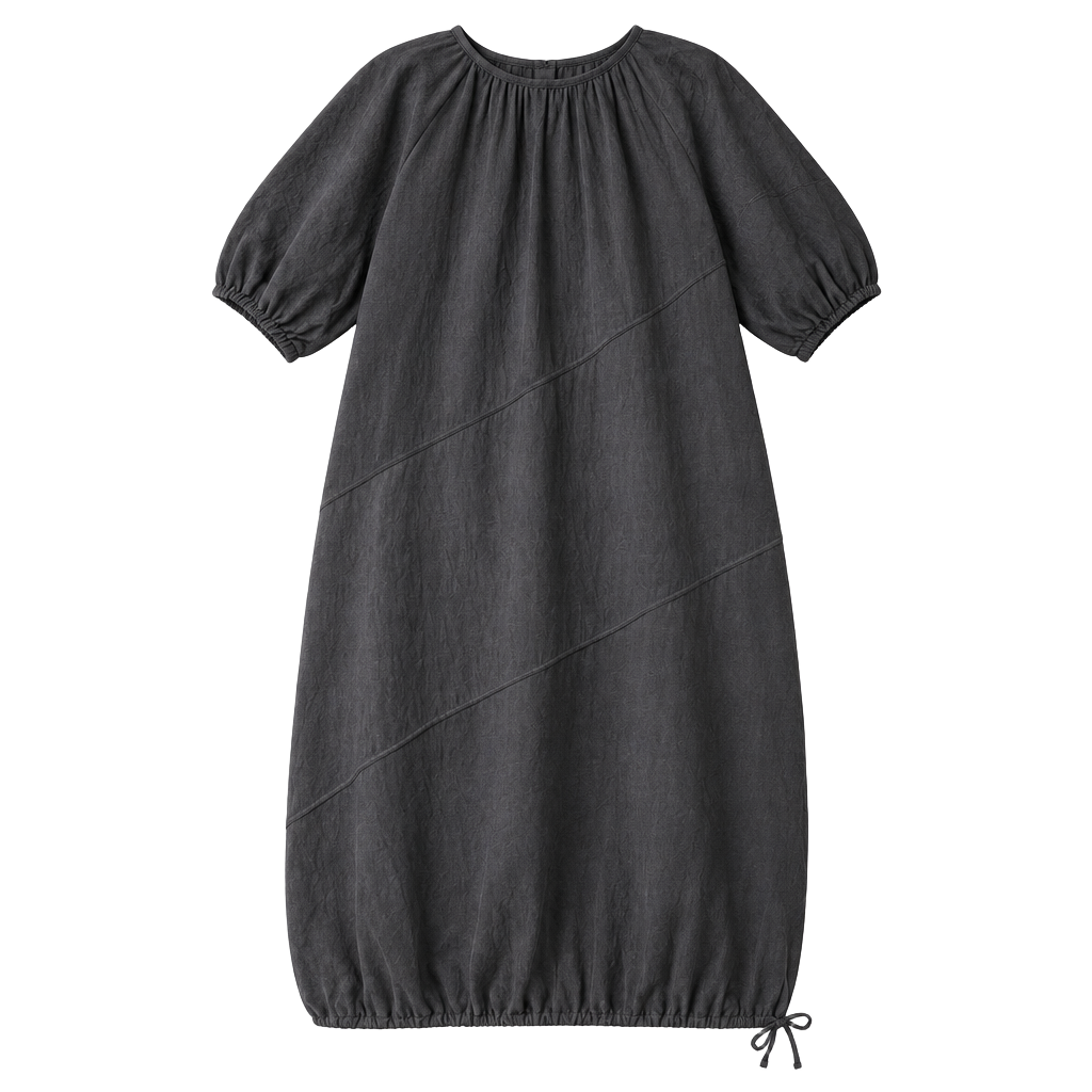 Zara Midi Dress Size S Grey Cinch Hem Short Sleeve 1