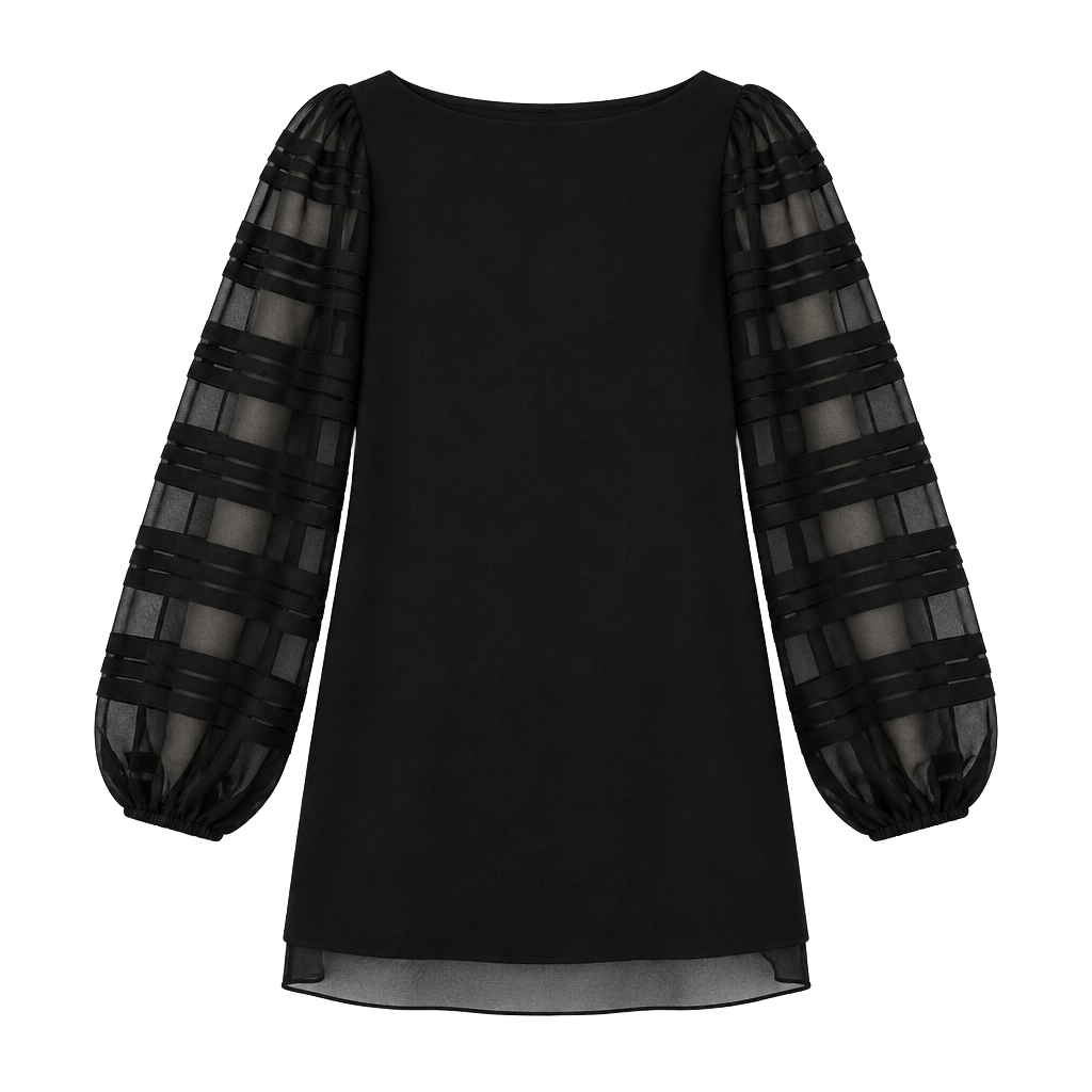 Donna Morgan Black Dress Size 4(S) Sheer Long Sleeve 1