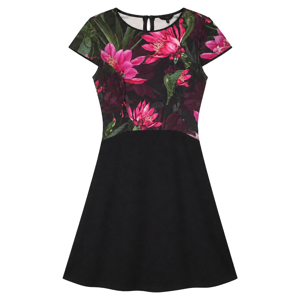Ted Baker Carllie Floral Skater Dress Size 1 Pink Purple Green 1