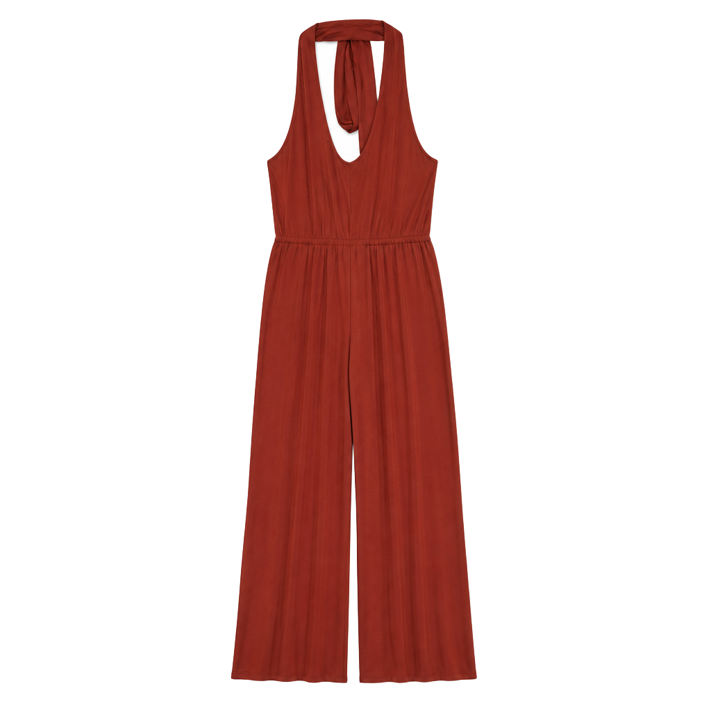 Old Navy Red Halter Neck Wide Leg Jumpsuit Size Small Tall 1
