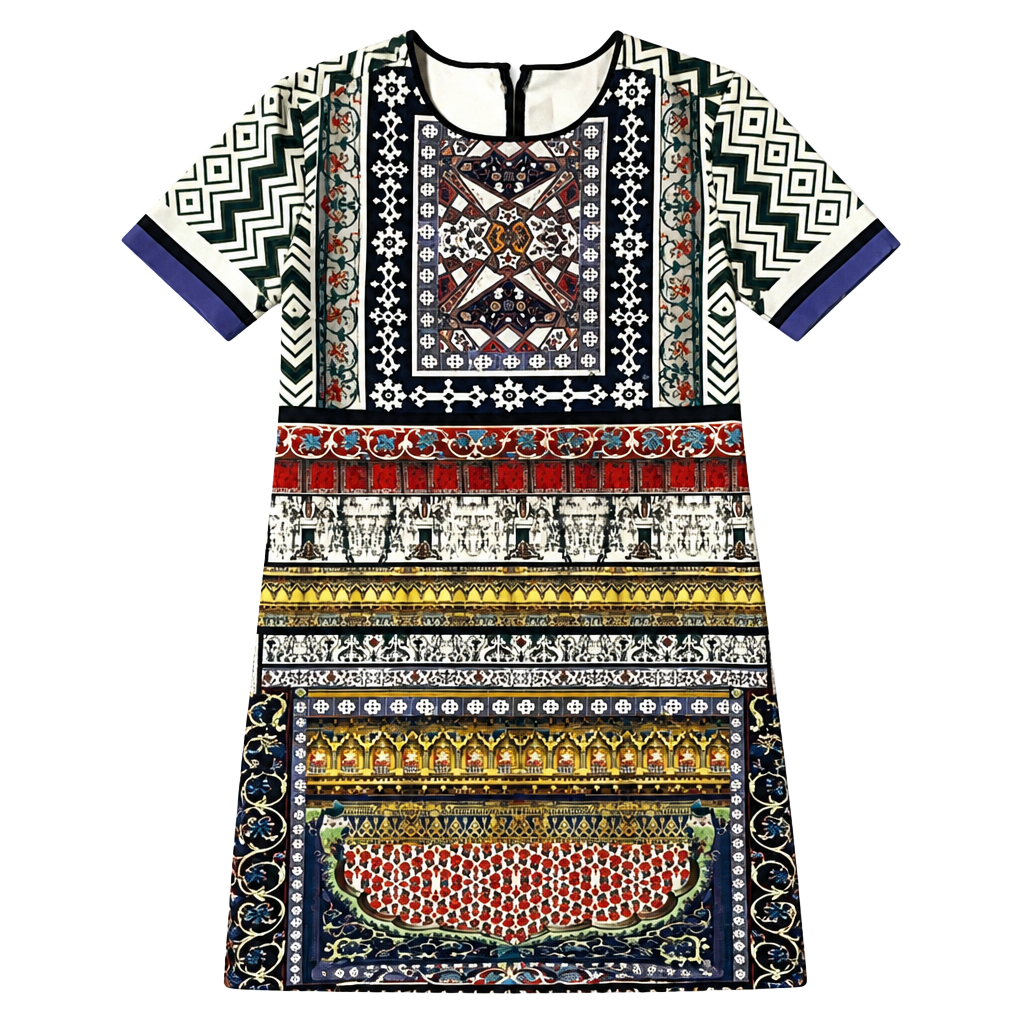 Clover Canyon Architectural Print Short Sleeve Neoprene Mini Dress 1