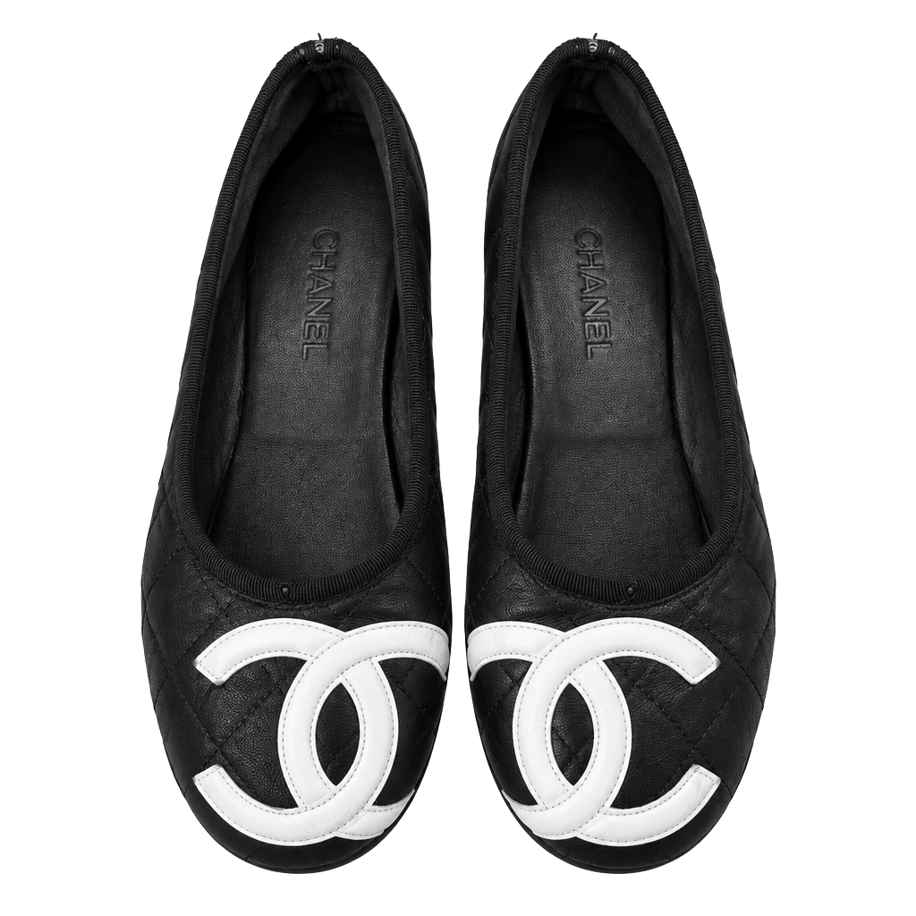 Chanel Quilted Leather Ballet Flats with Large CC Logo 1