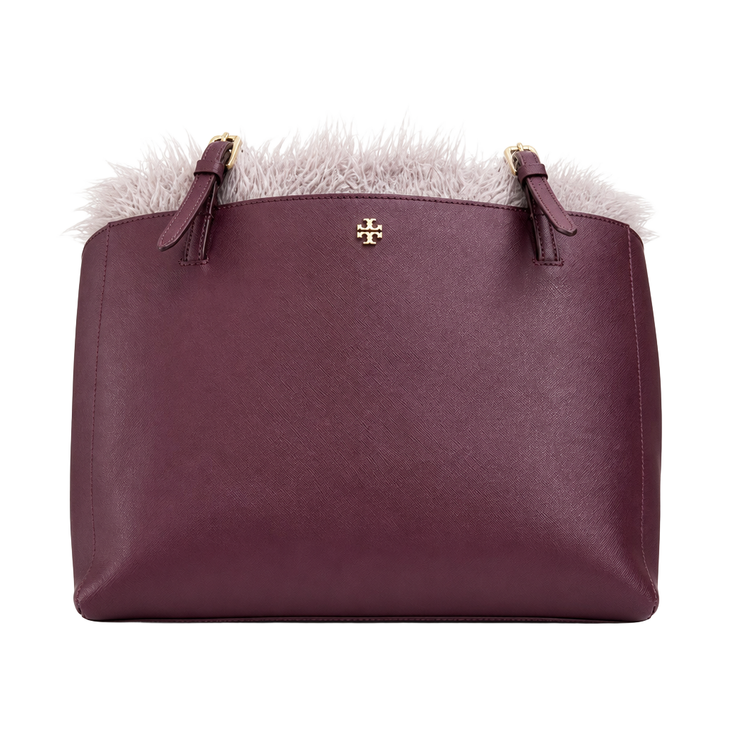 Tory Burch Emerson Saffiano Leather Tote Bag in Burgundy 1