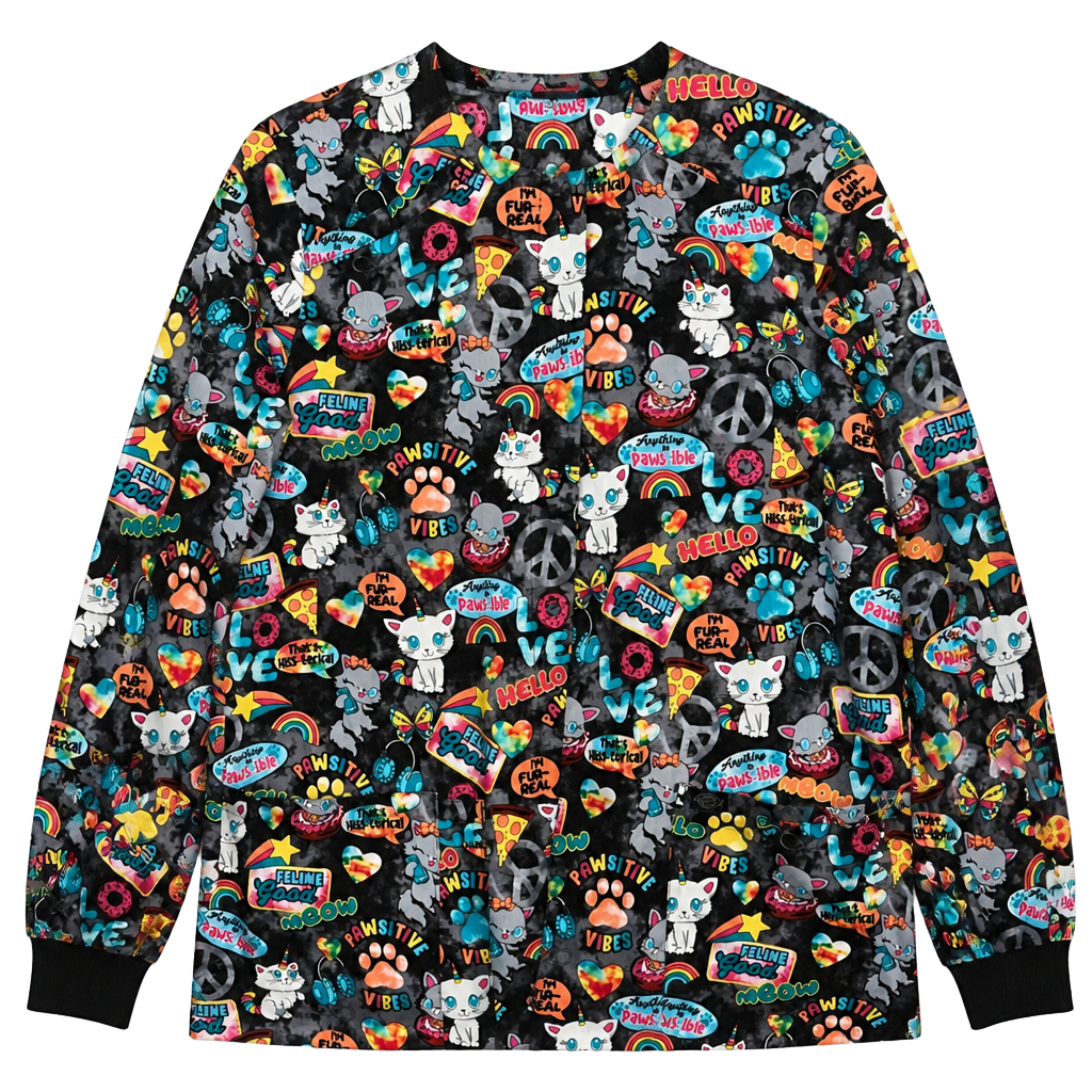 Dickies Women's Pawsitive Vibes Snap Front Warm-Up Scrub Jacket DK306 Medium 1