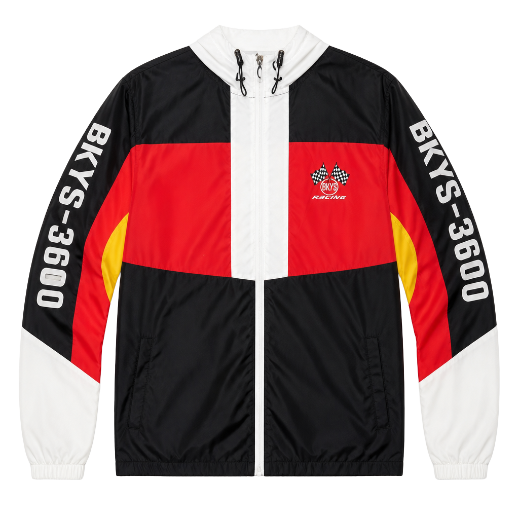BKYS 360 Racing Windbreaker Hooded Full-Zip Jacket XL Black Red White 1