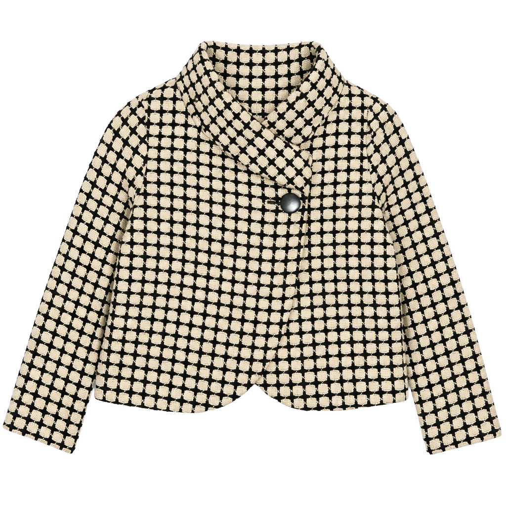 Banana Republic Black Ivory Geometric Textured Cropped Bolero Jacket Small Lined 1