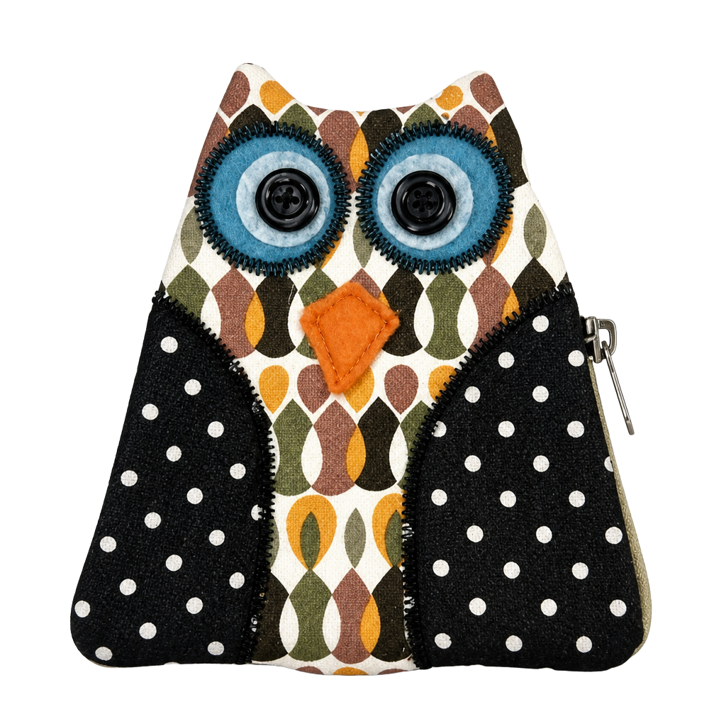 Ganz Quilted Canvas Owl Coin Purse Key Chain Handmade Key Hook GIFT NWT 1