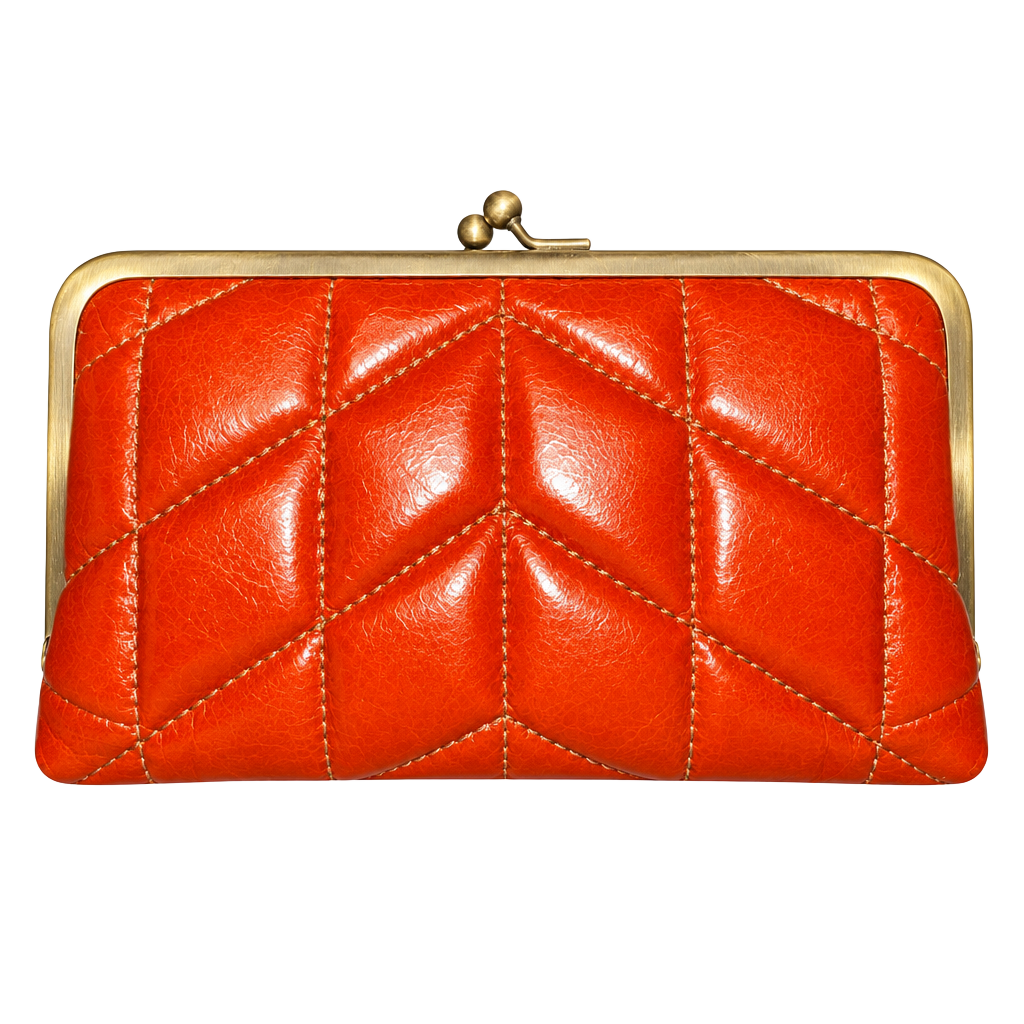 Patricia Nash Everly Quilted Nappa Leather Frame Wallet Orange 1