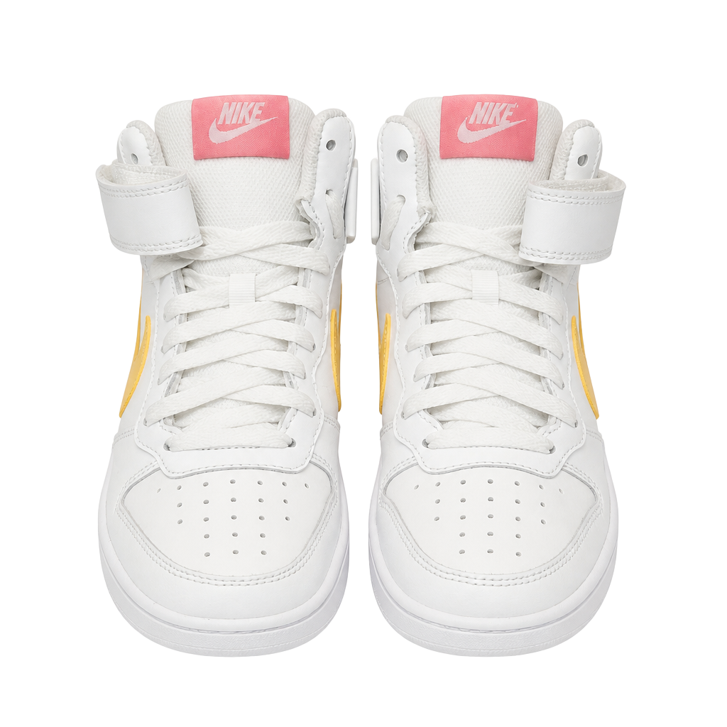 Nike Court Borough Mid 2 Size 6.5Y White Topaz Gold Pink Sneakers 1