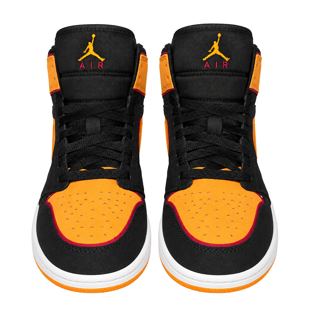 Nike Air Jordan 1 Mid GS Size 6Y Orange Black 1