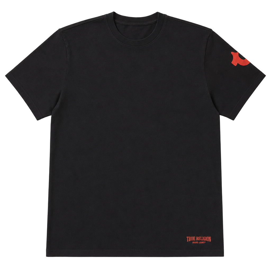 True Religion Brand jeans Black T-Shirt with Red Logo 1