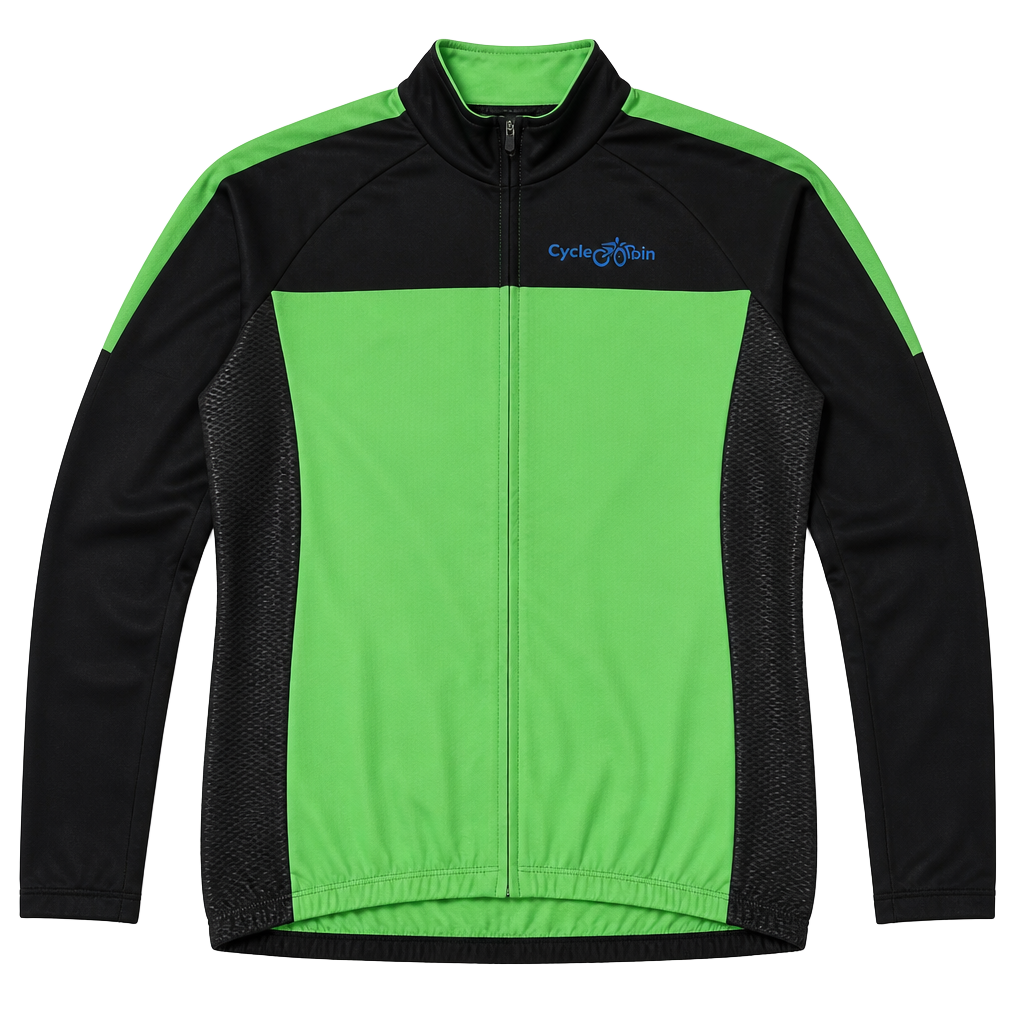 Cycle-Run Posti Long Sleeve Performance Cycling Jersey Green/Black 1