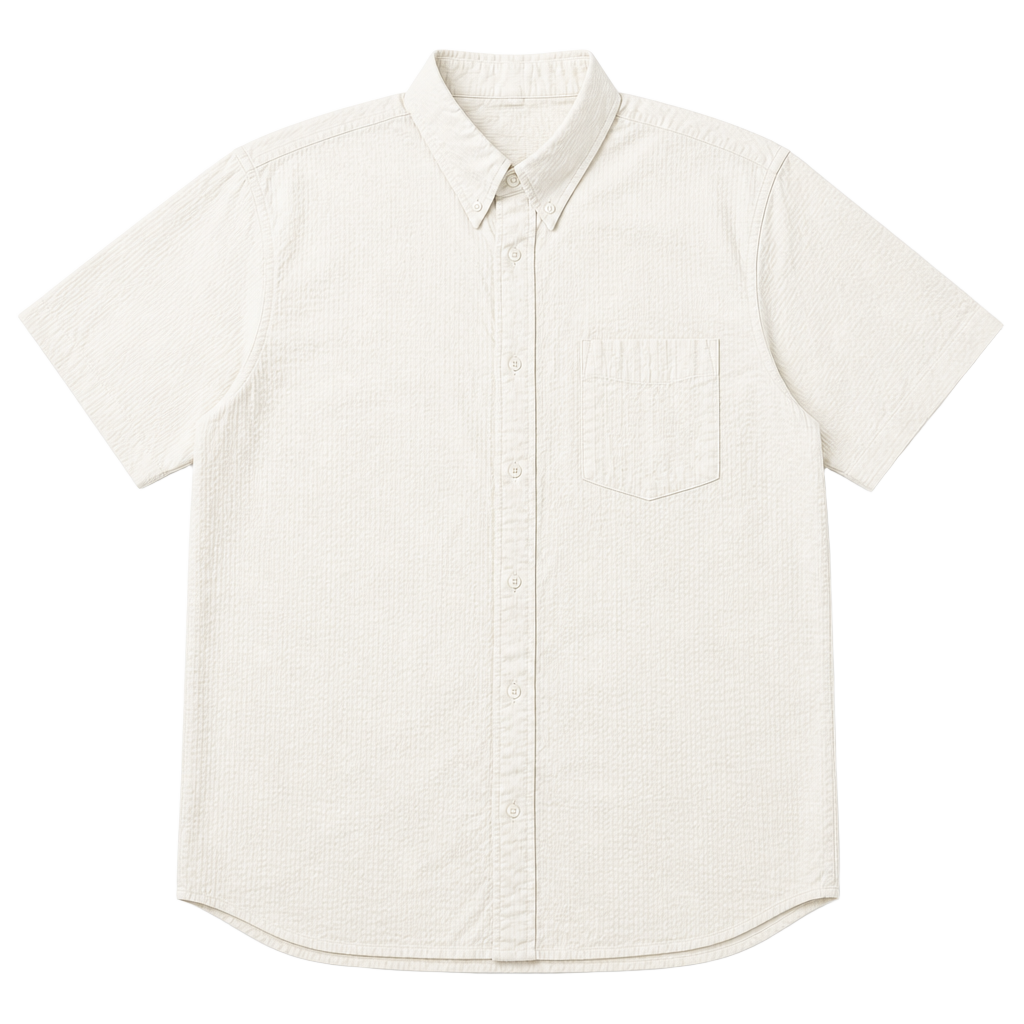 Nike Short Sleeve Seersucker Button Up Shirt Size 3XL Off White 1