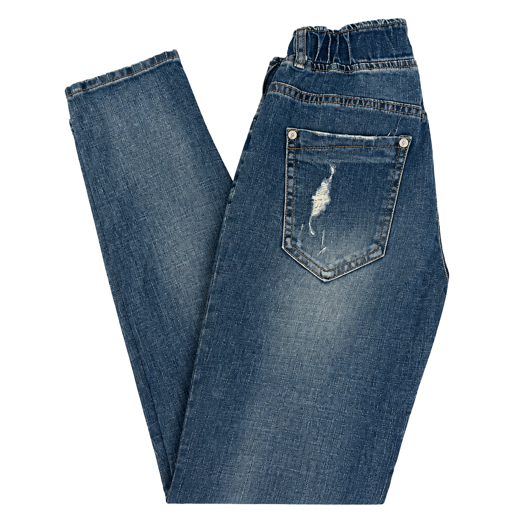HISS ME Distressed Denim Jogger Jeans Blue 1