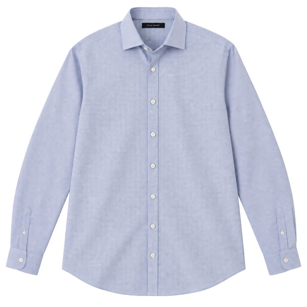 Forsyth of Canada Dress Shirt Size 16 1/2 36/37 Blue Micro Check Tailored Fit 1