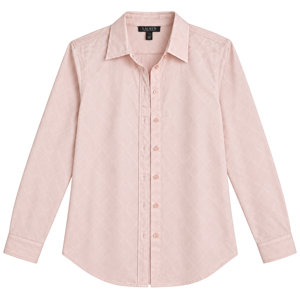 Lauren Ralph Lauren Long Sleeve Button-Down Shirt Size S/P CH Pink Polyester 1