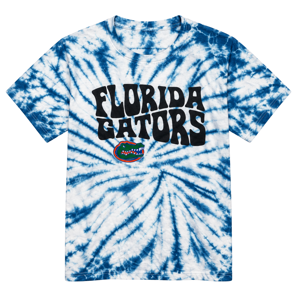 Three Square Florida Gators T-Shirt Size L Blue White Tie Dye 1