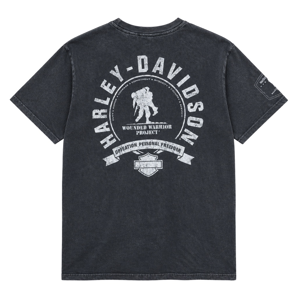 Harley-Davidson Wounded Warrior Project T-Shirt Size L Black Graphic Tee 1