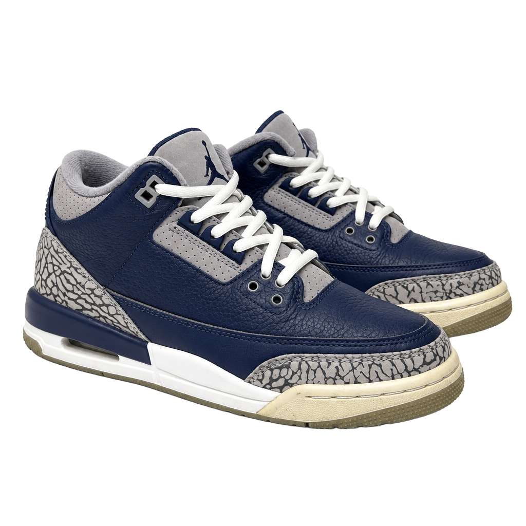 Nike Air Jordan 3 Retro Youth Sneakers 6.5Y Navy Blue Leather Mid Top 1