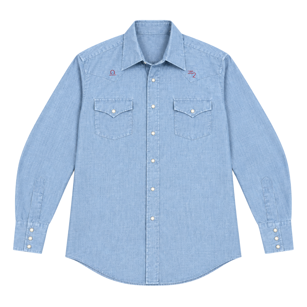 Champion Westerns Pearl Snap Shirt Blue Long Sleeve Item 0501 1