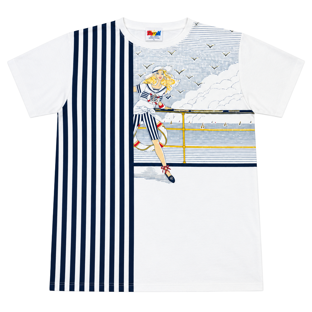 Focus Vintage Sailor Graphic T-Shirt One Size Fits All White Nautical Item 0502 1