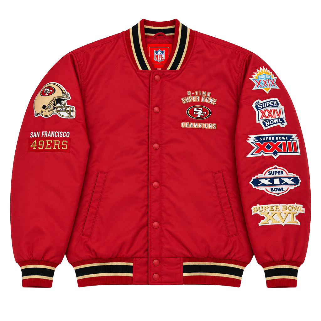 NFL San Francisco 49ers 5-Time Super Bowl Champions Satin Jacket 1