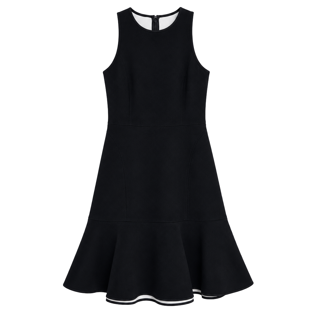 Theory Felicitina Bonded Double Crepe Dress Size 2 Black Fit And Flare 1