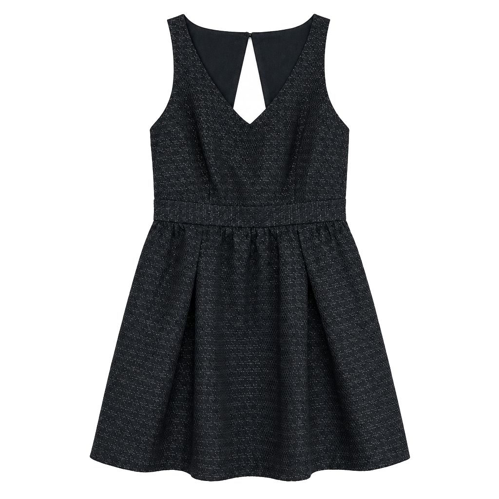NWOT Cooperative Black Metallic Jacquard Fit And Flare Dress Size 8 1