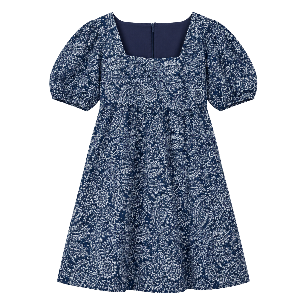 Madewell Poplin Puff-Sleeve Tiered Babydoll Dress Size 12 Paisley Garden 1