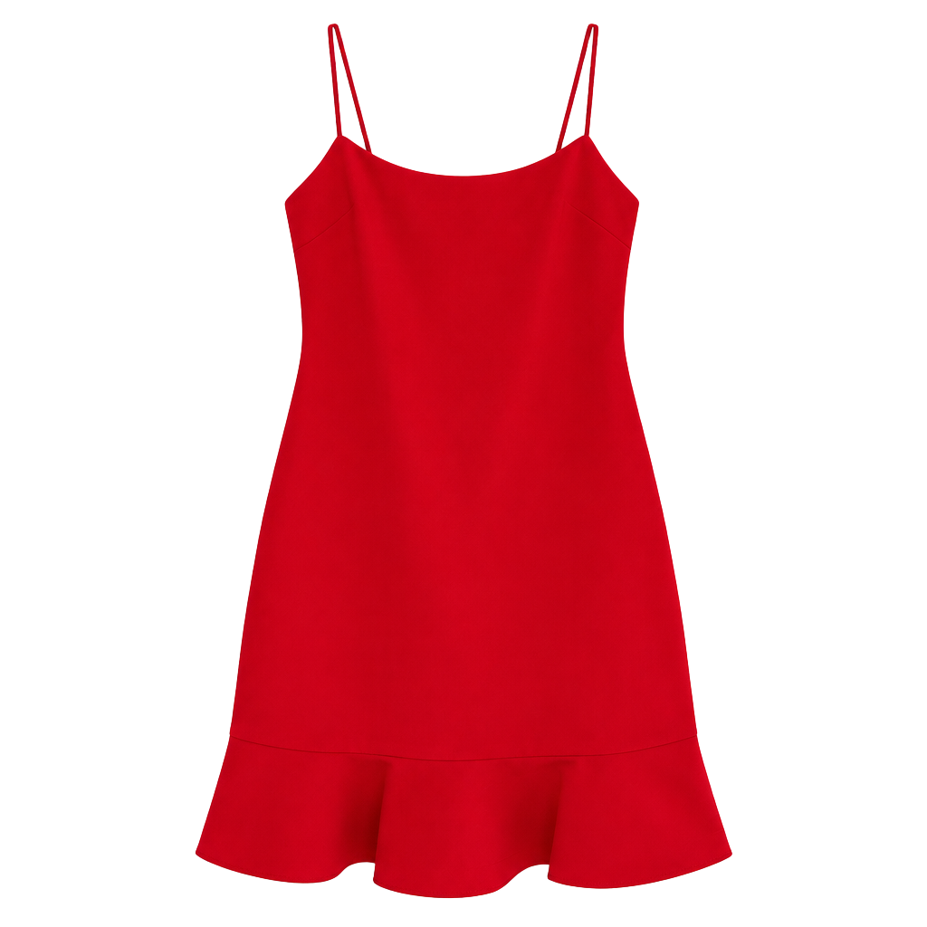 Likely Banks Ruffle Hem Mini Dress Size 4 Red Spaghetti Strap 1