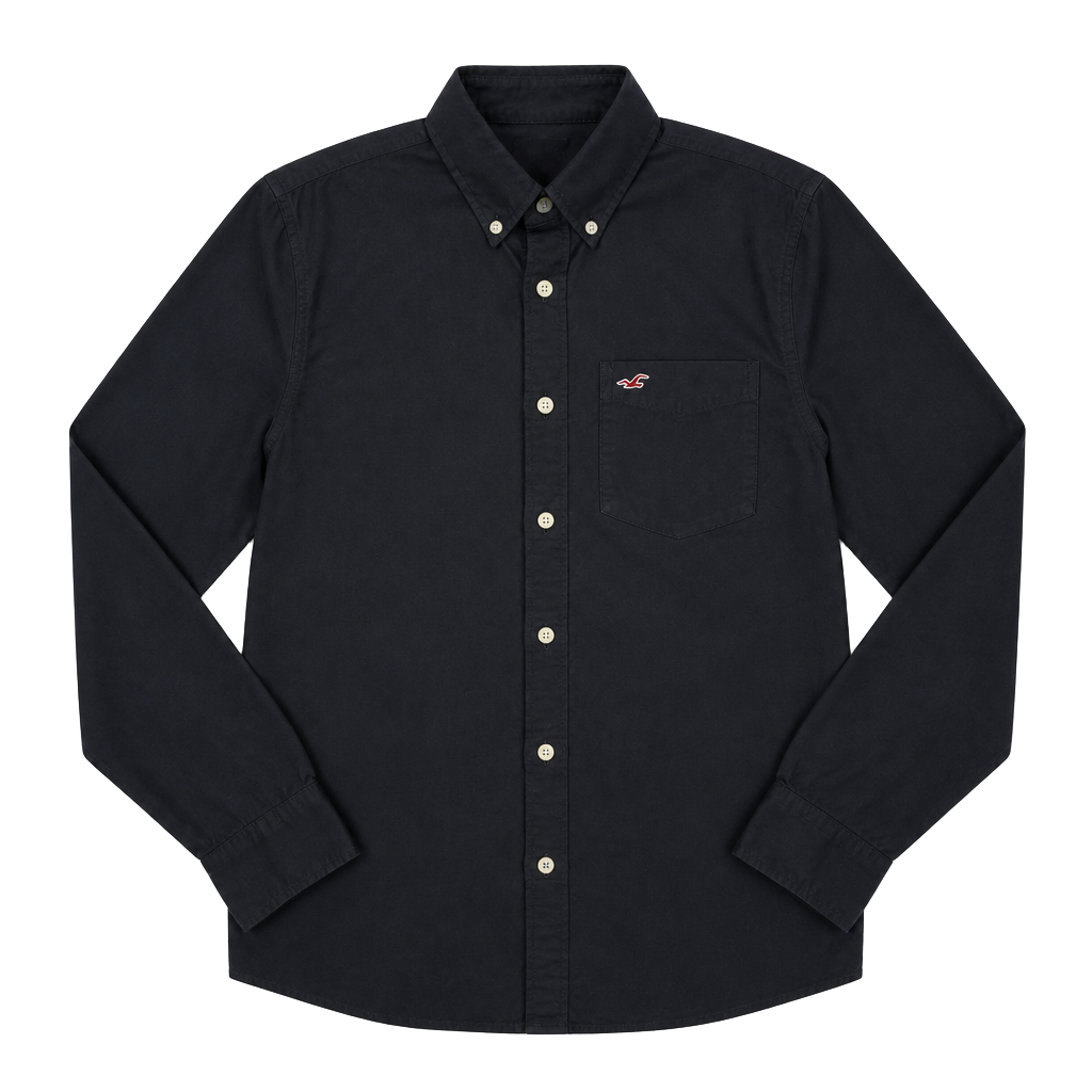 Hollister Men's Long Sleeve Button-Up Shirt in Black 1
