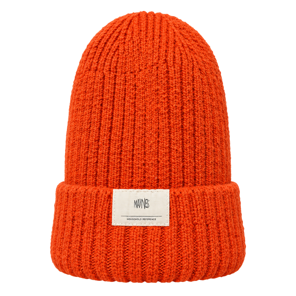Madnes Orange Ribbed Knit Beanie Winter Hat 1