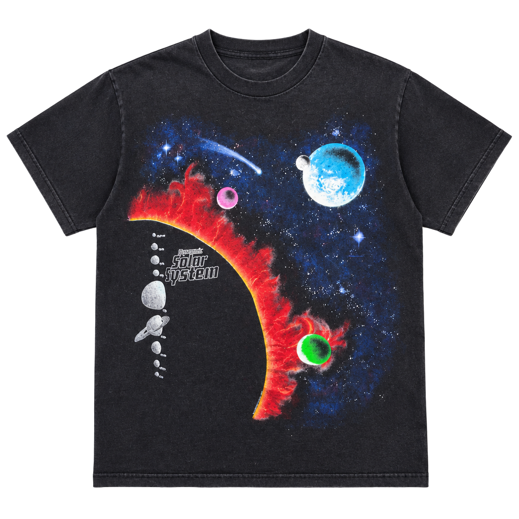 Vintage Dynamic Solar System T-Shirt Black Space Graphic Tee 1