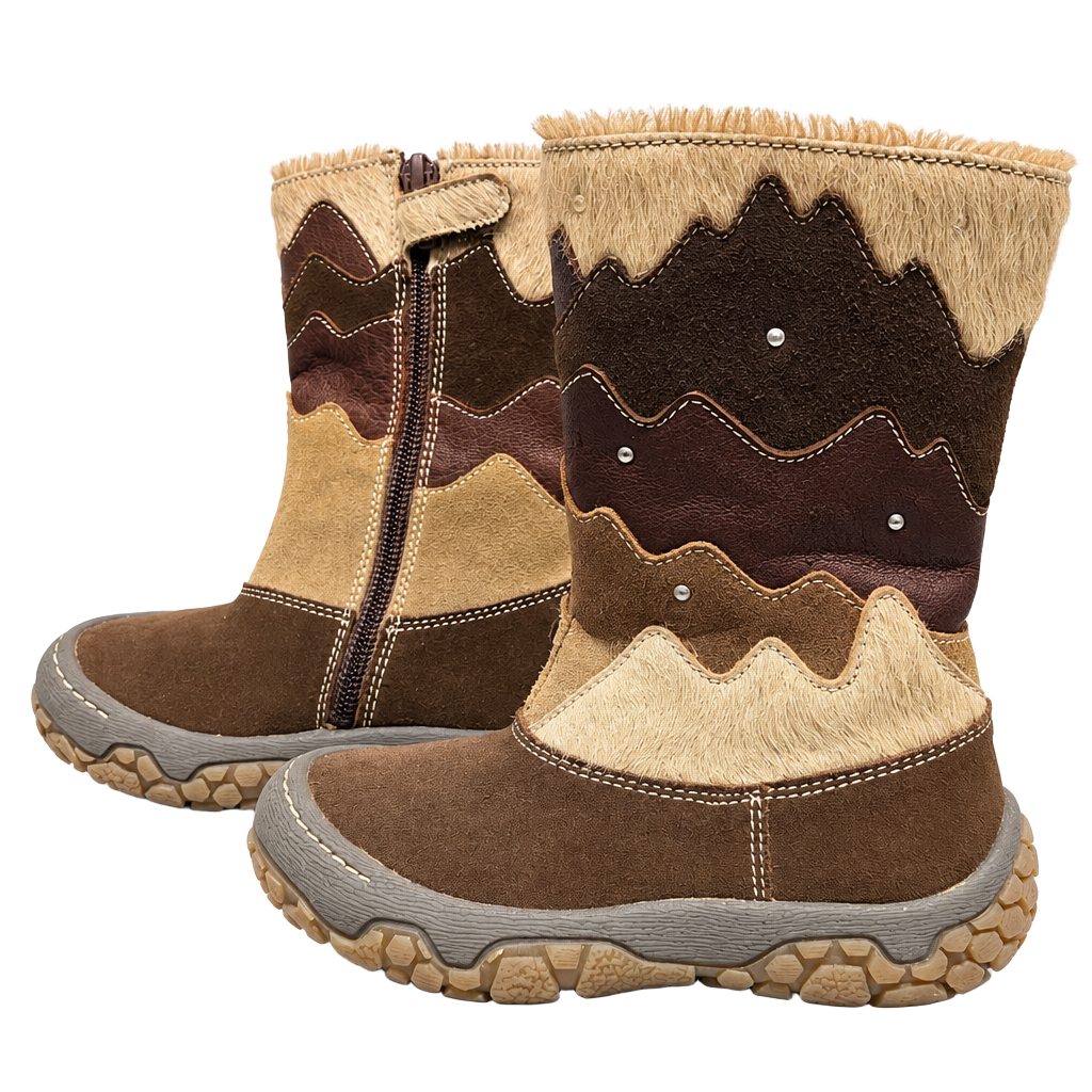 Naturino Girls Boots Size 24 Brown Leather Calf Hair Winter Snow 1