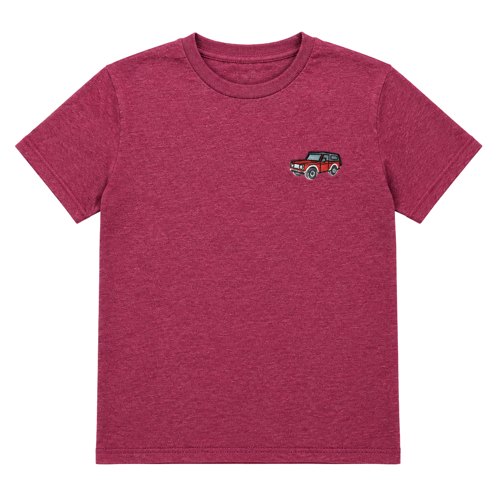 Riot Society Graphic T-Shirt Maroon Red Car Embroidered Small 1