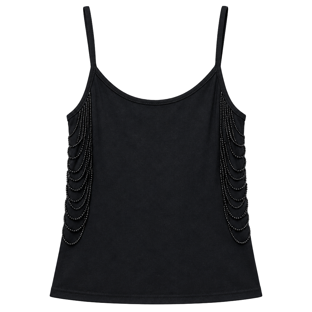EDIKTED Donia Cutout Beaded String Tank Top - BLACK - M 1