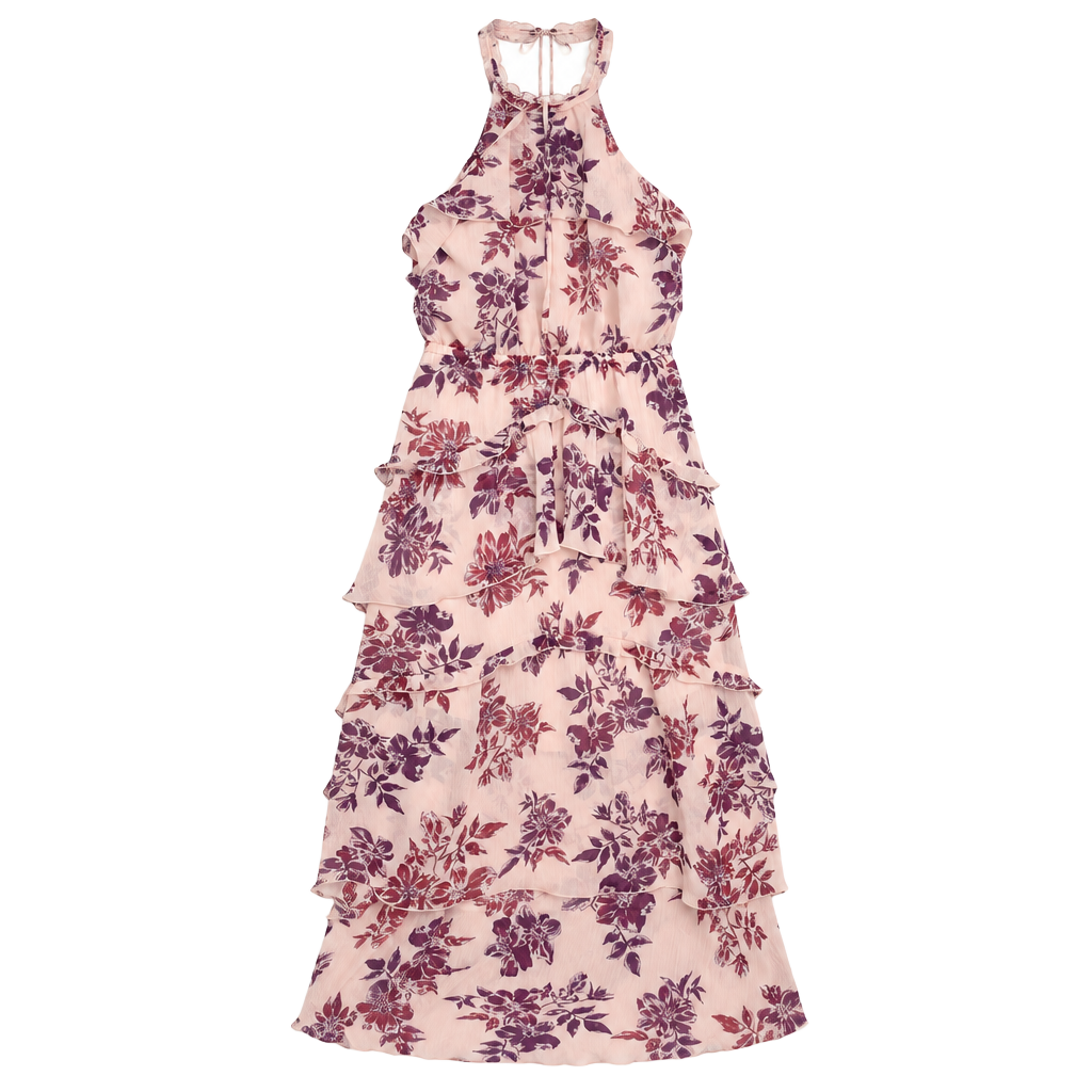 Express Halter Tiered Floral Dress Size S 1
