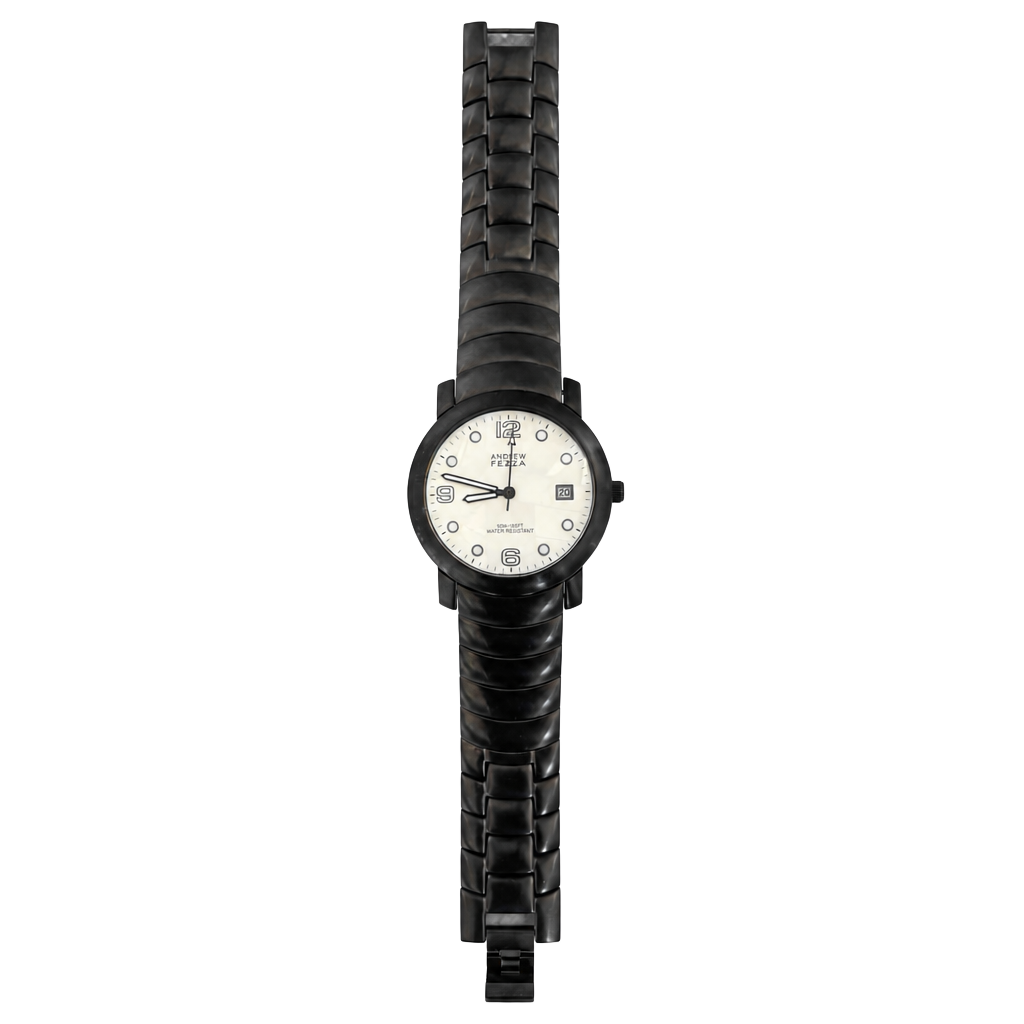 Vintage Andrew Fezza AF 1011 Black Stainless Steel Watch 1