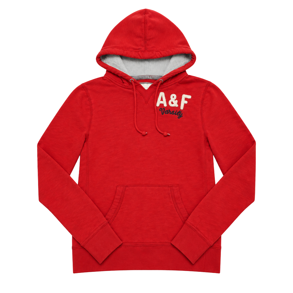 Abercrombie & Fitch Varsity Hoodie Red Graphic Pullover Sweatshirt 1