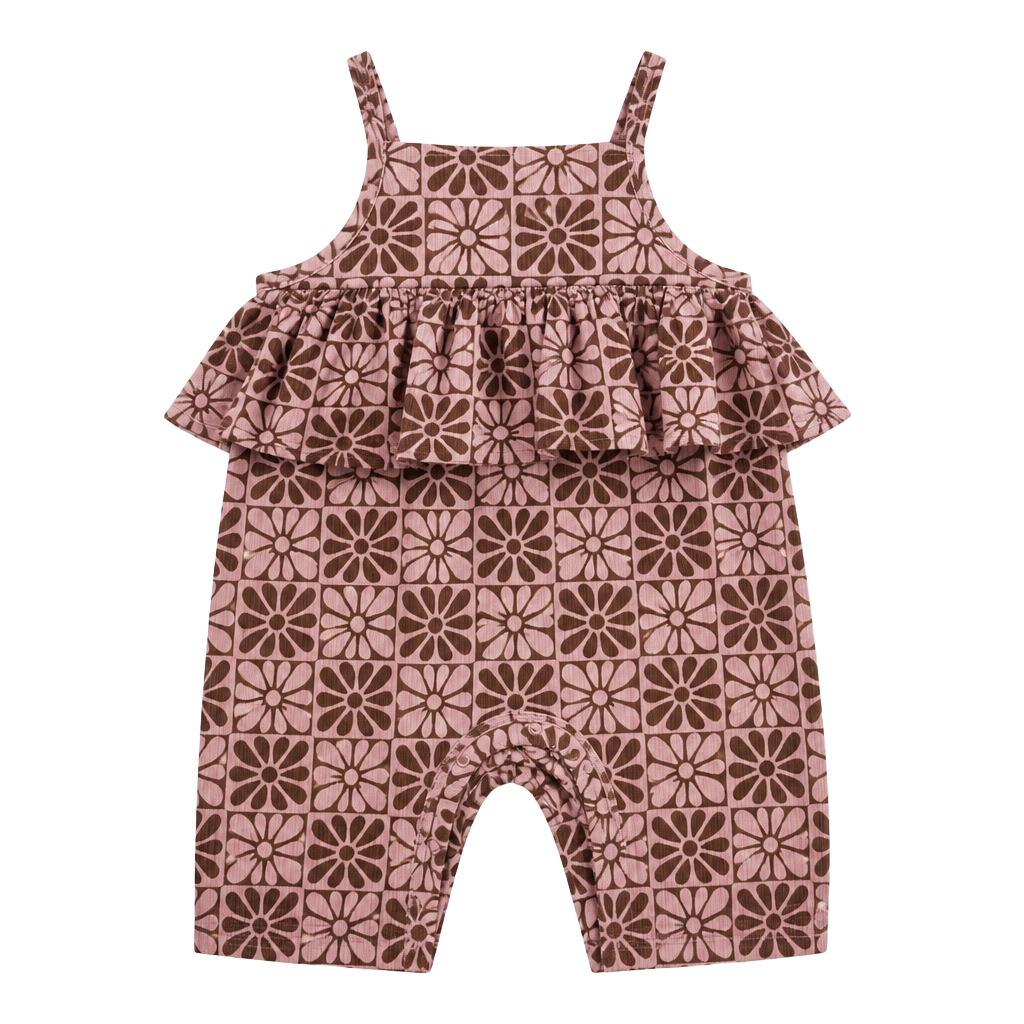 Baby Girl Floral Ruffle Romper Pink 1